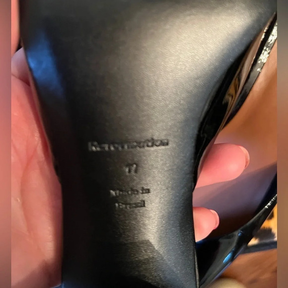 REFORMATION Marina Block Heel Mule Black Patent Leather  NEW Sold Out Online - Picture 11 of 14